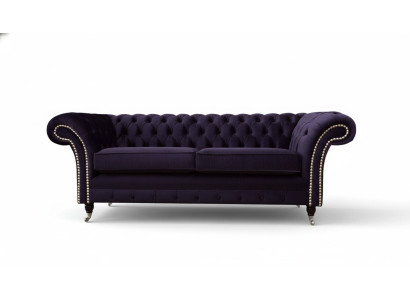 Chesterfield englisch klassischer Stil Sofa Couch 3 Sitz Polster Lila 230cm