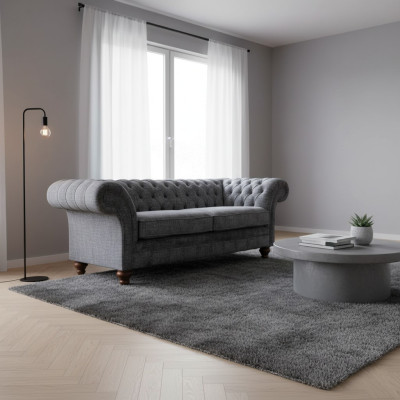 Chesterfield 3 Sitzer Couch Polster Sitz Textil Stoff Couchen Sofa Neu
