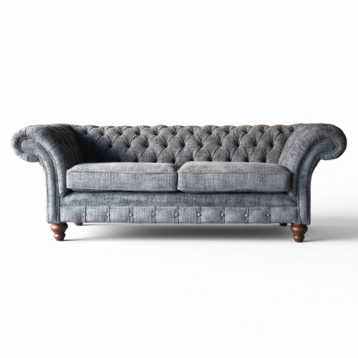 Chesterfield 3 Sitzer Couch Polster Sitz Textil Stoff Couchen Sofa Neu