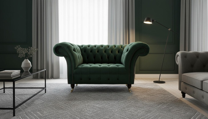 Sessel Design Relax Grün Textil Wohnzimmer Polster Sitzer Luxus Einsitzer