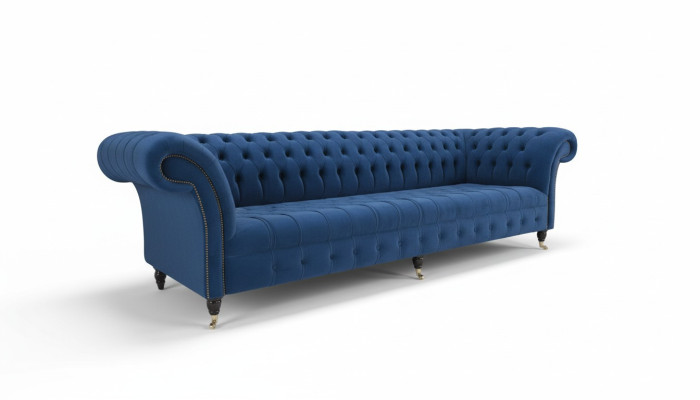 Chesterfield Big Sofa Couch Textil Samt Polster Sofas 4 Sitzer Couchen
