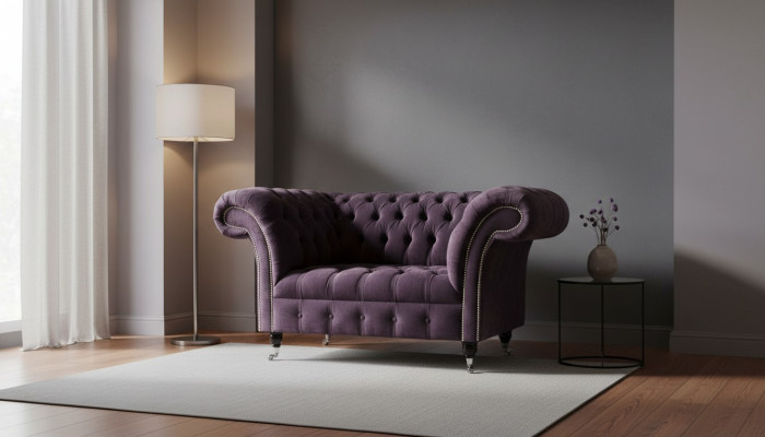 Sessel Chesterfield Samt Einsitzer Luxus Sessel Couchen Wohnzimmer Neu