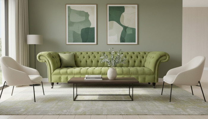 Chesterfield Grün Couch Sofa Polster 4 Sitzer Couchen Sitz Sofas Neu