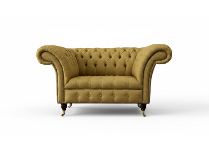Chesterfield Sessel Design Polster Sofa Couch Braun Textil Möbel Neu
