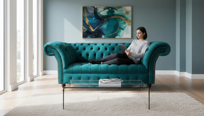 Sofa 2 Sitzer Design Sofas Polster Couchen Textil Chesterfield Sitz
