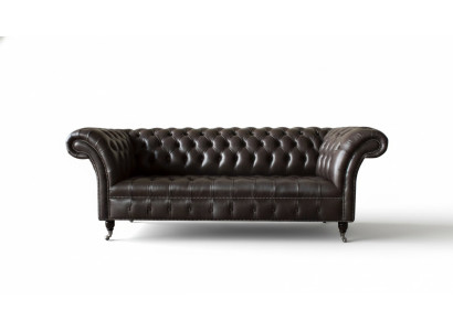 Dreisitzer Chesterfield Sofa 3 Sitzer Sofas Braun Leder Wohnzimmer Luxus