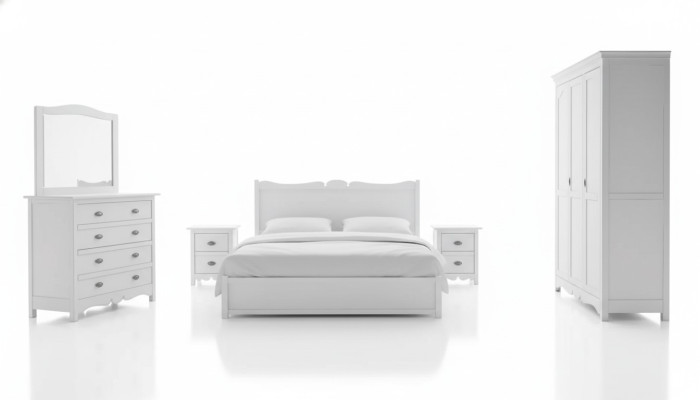 Modern Schlafzimmer Bett 2x Nachttische Kommode Schrank Set
