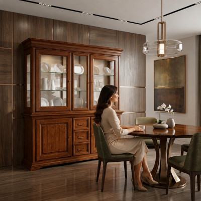 Klassisch Vitrine Italienische Luxus Möbel Vitrinen Holzschrank Design Schrank