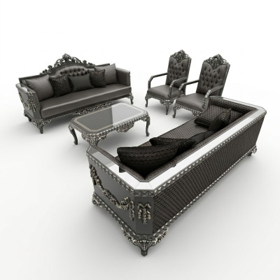 Design Mebel Wohnzimmer Sofagarnitur set 2x Sofa + 2x Sessel + Couchtisch Set