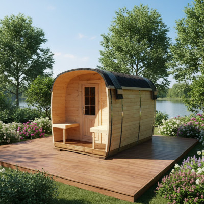 Sauna Holz Trockensauna Garten Holzsauna Outdoor Saunas 300x230x270