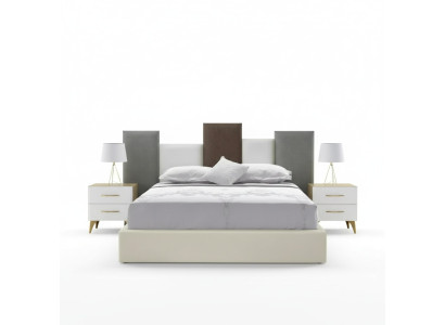 Schlafzimmer Set Bett 2x Nachttisch Holz weiß komplett Modern 3tlg