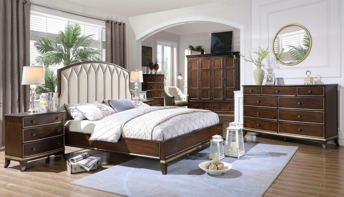Bett 2x Nachttische Kommode Schlafzimmer Set Design Luxus neu 4tlg
