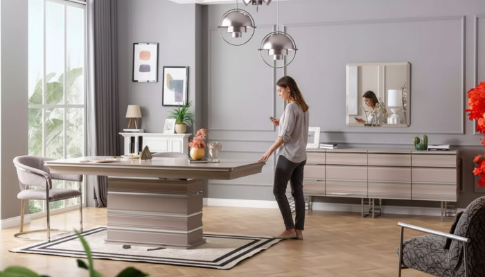 Tisch 6x Stühle Sideboard Spiegel 9tlg Esszimmer Set Gruppe Garnitur