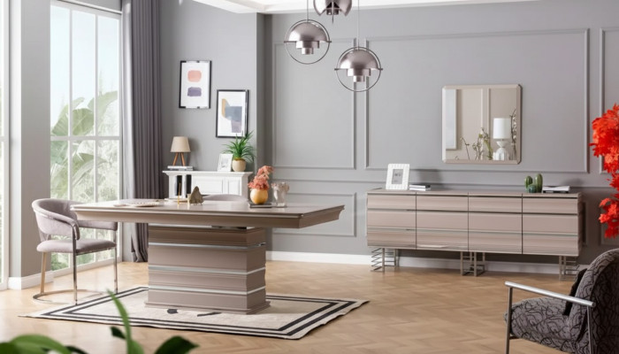 Tisch 6x Stühle Sideboard Spiegel 9tlg Esszimmer Set Gruppe Garnitur