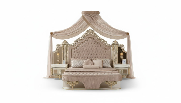 Schlafzimmer Set Bett 2x Nachttische Kleiderschrank Luxus neu 4tlg