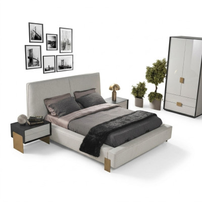 Luxuriöses Schlafzimmer Set Designer Doppelbett 2x Nachttische Stilvoll