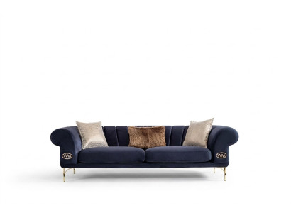 Blaue Wohnzimmer Couch Designer 3-Sitzer Polstercouchen Sitzmöbel Neu
