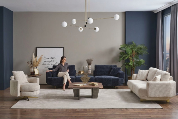 Wohnzimmer Sofa Set 4+3+1 Sitzer Design Couch Möbel Textil Polster Neu