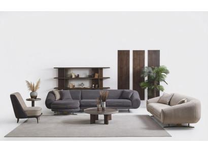 Designer Wohnzimmer Garnitur L-Form Sofa 3-Sitzer Sessel Polster Möbel