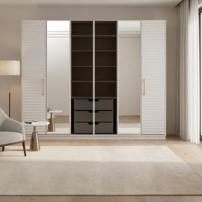 Designer Kleiderschrank mit Spiegel Schlafzimmer Luxus Möbel Schrank