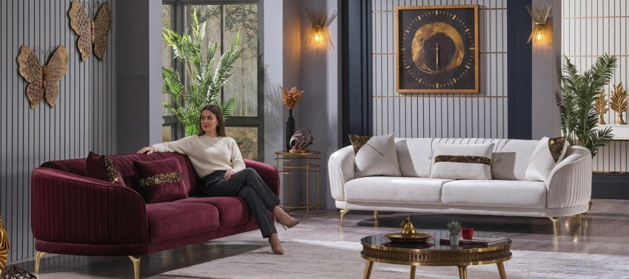 Designer Polstersofa Set Dreisitzer Wohnzimmer Couchen Moderne Möbel