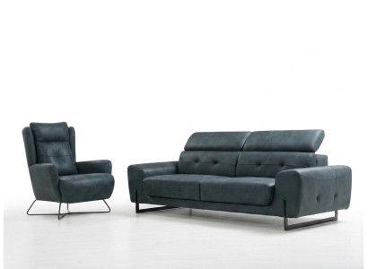 Sofagarnitur 2 tlg Dreisitzer Sofa Couch Wohnzimmer Designer Sessel Textil Möbel