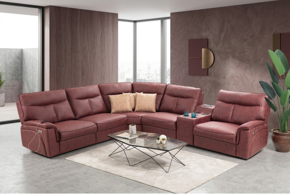 Ecksofa L-Form Design Wohnzimmer Luxus Sitzmöbel Modern Rot Polstermöbel