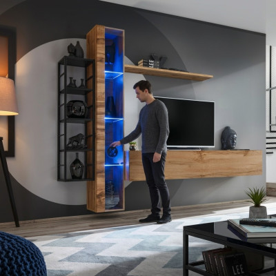 Braun Designer Wohnwand Luxus Wohnzimmer Möbel Komplette Set Sideboard Möbel