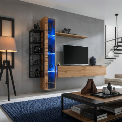 Braun Designer Wohnwand Luxus Wohnzimmer Möbel Komplette Set Sideboard Möbel