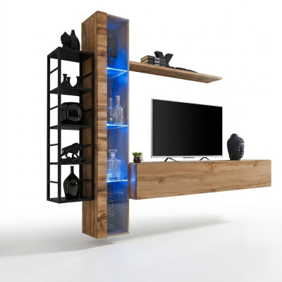 Braun Designer Wohnwand Luxus Wohnzimmer Möbel Komplette Set Sideboard Möbel
