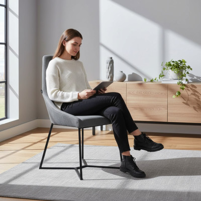 Designer Stuhl Möbel Modern Polsterstuhl Grau Esszimmerstuhl Neu Möbel
