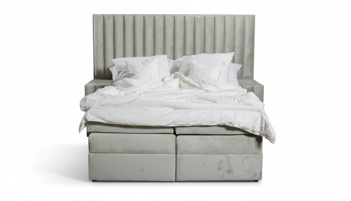 Schlafzimmer Set Bett Nachttisch 3 tlg Design Modern Luxus Betten Grau