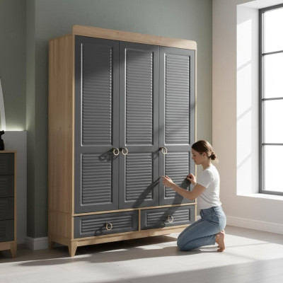 Kleiderschrank Grau Holz Schrank Design Kinderzimmer Kleiderschränke  удаление