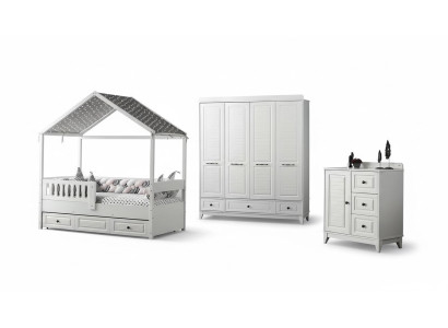 Modern Komplett Jugendzimmer Luxus Kinderzimmer Set 3tlg Weiß Farbe neu удаление