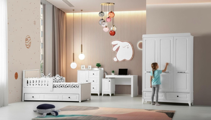 Modern Komplett Jugendzimmer Luxus Kinderzimmer Set 4tlg Weiß Farbe neu удаление 