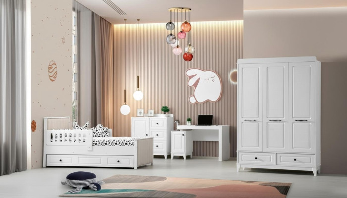 Modern Komplett Jugendzimmer Luxus Kinderzimmer Set 4tlg Weiß Farbe neu удаление 