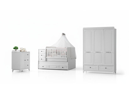 Modern Kinderbett Komplett Jugendzimmer Luxus Kinderzimmer Set 3tlg Weiß
