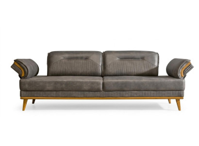Grauer Polster 3-er Wohnzimmer Dreisitzer Sofa Luxuriöse Textil Couch