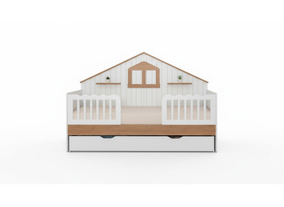 Weißer Kinder Hausbett Designer Holzbett Robuste Kinderzimmer Möbel Weißer Kinder Hausbett Designer Holzbett Robuste Kinderzimmer Möbel