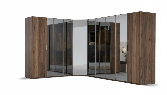 Moderner Braun Eckschrank Designer Regalschrank Holzschrank Luxus Möbel