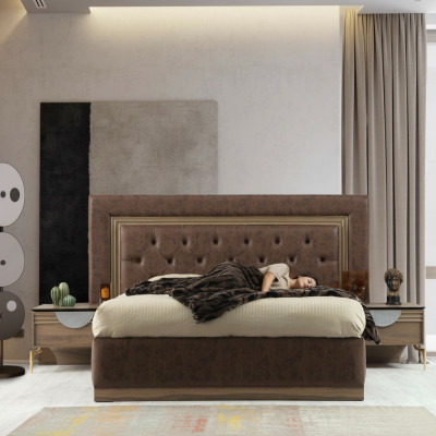 Bett 2x Nachttische 3tlg.Schlafzimmer Set Design Luxus Schlafzimmer Neu