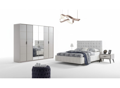 Weiße Schlafzimmer Garnitur Luxus Möbel Polster Bett Holz Kleiderschrank Weiße Schlafzimmer Garnitur Luxus Möbel Polster Bett Holz Kleiderschrank