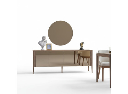 Braune Esszimmer Glas Anrichte Moderner Spiegel Komplettes 2tlg Set Neu