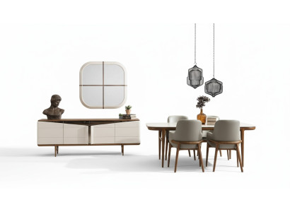 Braun-Weiße Esszimmer Möbel Designer Esszimmergarnitur Luxus 9tlg Set