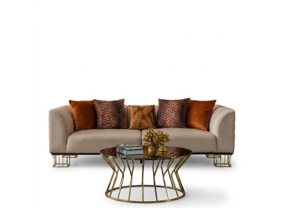 Polster 3-Sitzer Exklusiver Beiger Wohnzimmer Dreisitzer Luxus Couchen