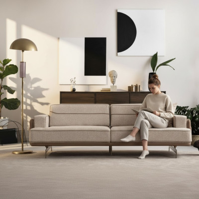 Exklusives Beiges Sofa 3 Sitzer Moderne Möbel Wohnzimmer Polster Couch