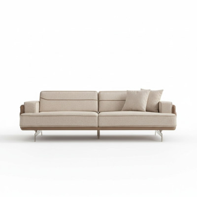 Exklusives Beiges Sofa 3 Sitzer Moderne Möbel Wohnzimmer Polster Couch
