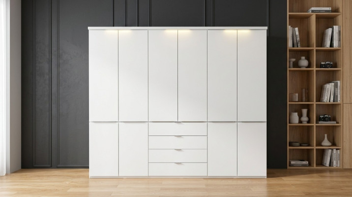 Weißer Kleiderschrank 4-Schubladen Schlafzimmer Schränke Holz Möbel 