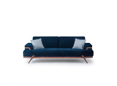 Dunkelblaues Sofa Wohnzimmer 3-Sitzer Textil Couch Designer Dreisitzer