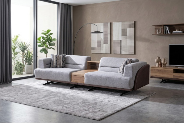 Grauer Wohnzimmer 3-Sitzer Luxuriöses Dreisitzer Sofa Polster Couchen